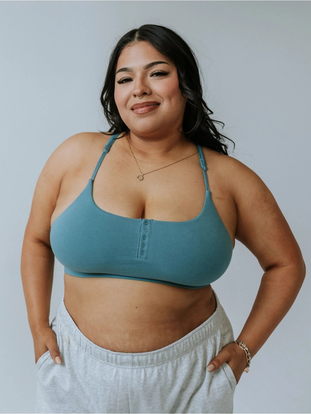 NWT The Little Milk Bar Angel Raceback Bra in Storm - L